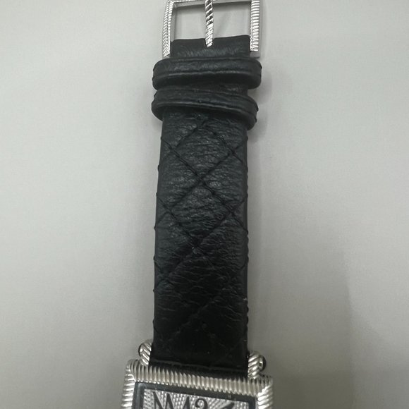 Judith Ripka Genuine Leather Black Quilted Band. - Picture 7 of 8